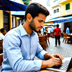 Market Research Scene**

"A focused entrepreneur in a casual but professional outfit (khakis, collared shirt), fully clothed, at an outdoor cafe in Rio de Janeiro, Brazil, studying market data on a laptop, surrounded by local people enjoying the day, appropriate attire, safe for work, perfect anatomy, natural proportions, professional photography, bright daylight."

**