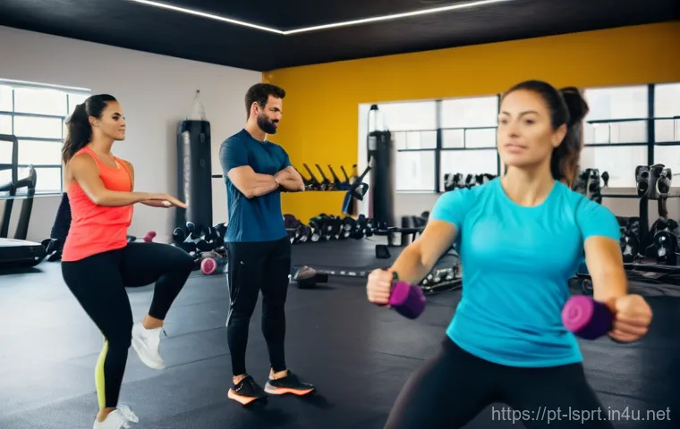 레저스포츠지도자 실무에서 유용한 어플리케이션 - **Prompt:** "A Portuguese female fitness instructor, in her late 30s, with a warm and encouraging ex...