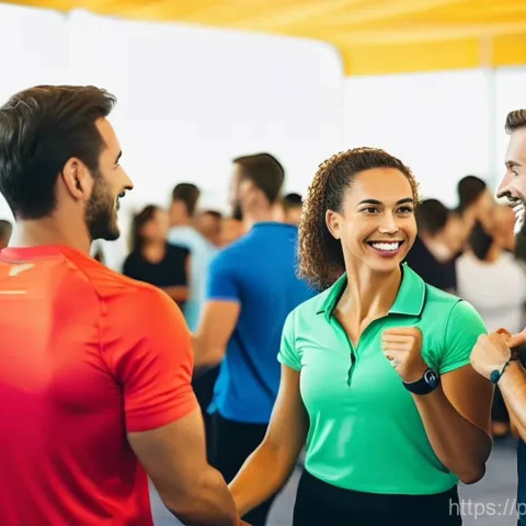레저스포츠지도자 자격증 취득 후 경력 설계 - **Prompt 1: Dynamic Networking at a Brazilian Fitness Summit**
    "A vibrant, eye-level shot of a m...