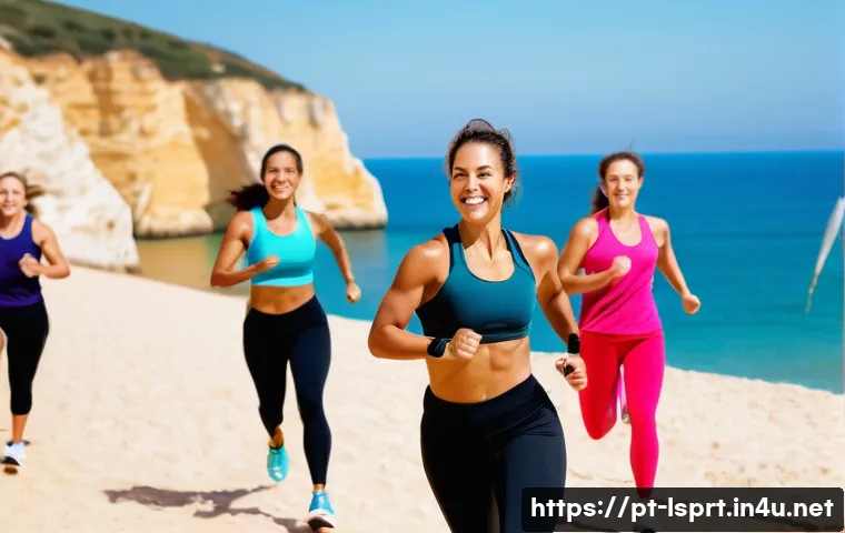 레저스포츠지도자 직무 만족도를 높이는 방법 - A dynamic female leisure sports instructor, mid-30s, with a radiant smile, leading an energetic outd...