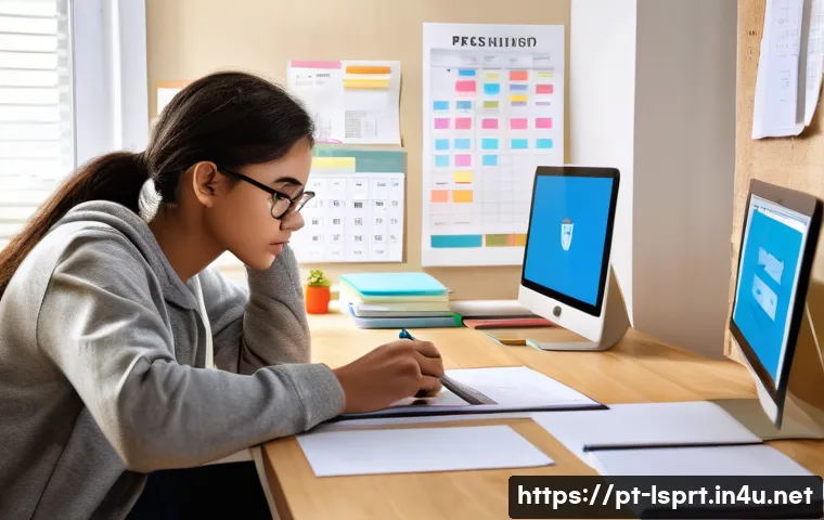 레저스포츠지도자 자격증 준비 중 흔히 하는 실수 - A focused young adult studying at a cozy home desk in Brazil, surrounded by colorful study materials...