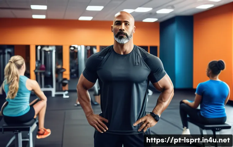 레저스포츠지도자와 고객 관리 스킬 - A professional fitness instructor attentively listening and engaging with a diverse group of adult c...